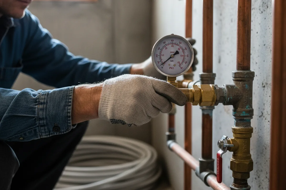Pressure testing a repaired line during Water Line Repair in Wallkill